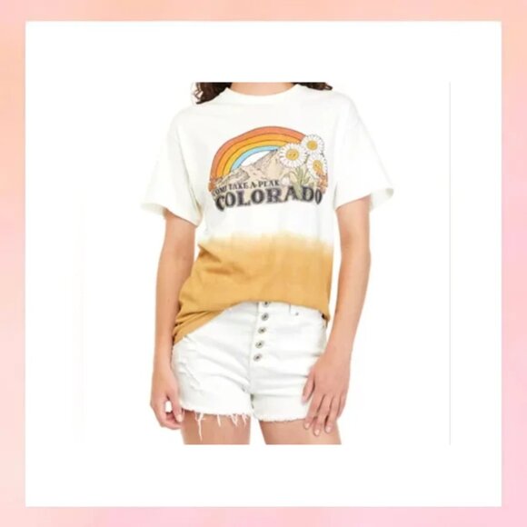 Tops - Retro Colorado Come Take A Peak Ombre Dip Dye Oversized T-Shirt